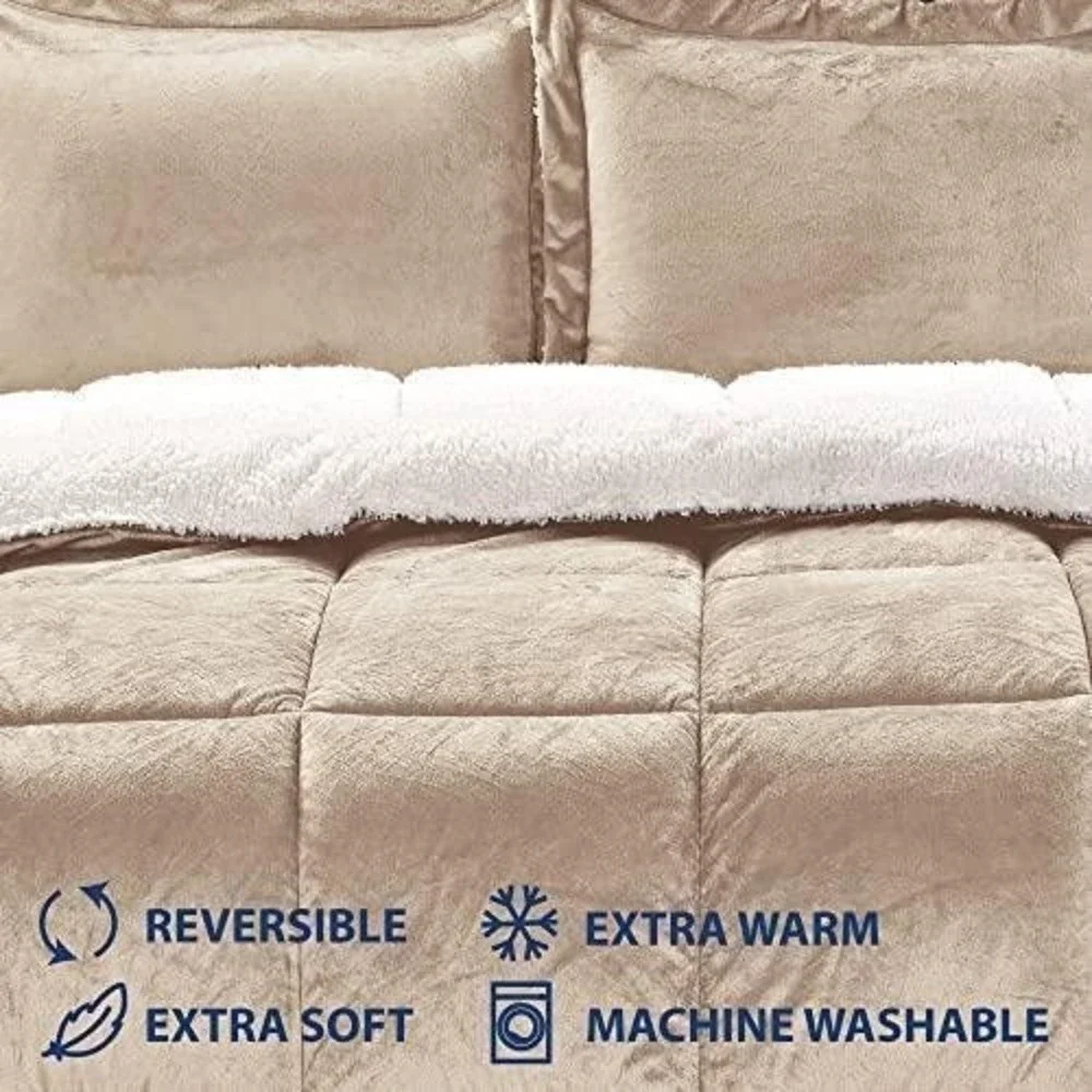 ⚡️Cathay Home Ultimate Luxury Reversible‎ Micromink & Sherpa Queen Comforter Set